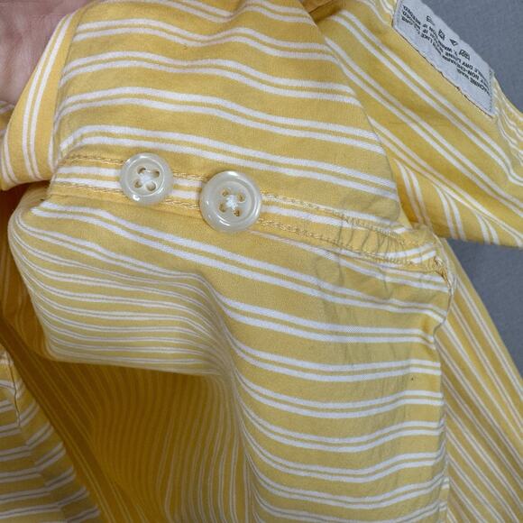 Ruehl 925 Mens Shirt Medium Yellow 100% Cotton Striped Oxford Prep Y2K Old Money - Picture 13 of 15